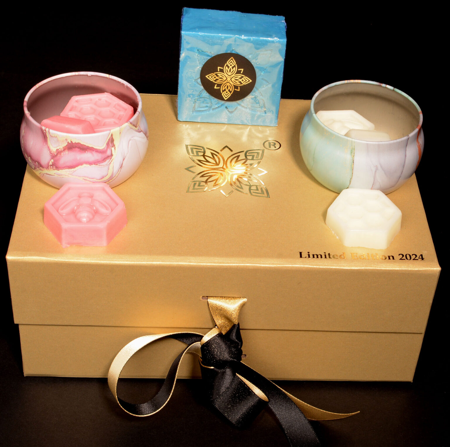 Luxurious Rainbow gift box with Caribbean soap, Passion and Purity wax melts