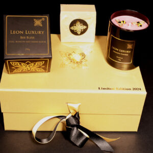 Luxury Indulgence-Gift-box with Passion candle, Purity Soap and Bee Bliss Hand and foot elixir